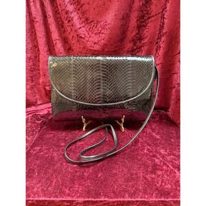 Vintage Accessory Crossbody Evening Purse Genuine Black Snakeskin Jennifer Moore